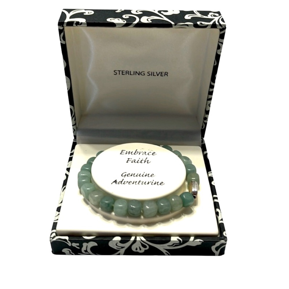Sterling Silver Genuine Aventurine Bracelet New in box.